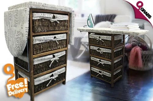 For QR199, Have Double the Usage with a 2-in-1 Wicker Storage Cabinet with a Fold-Away Ironing Board - Includes FREE Delivery! (QR399 Value)